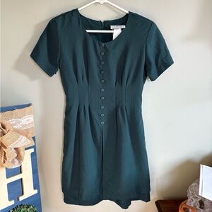 Adorable Vintage D.B.Y  Green Button-Up Dress with Shoulder Pads Size 7